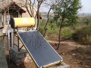 Solar water heater at Navadarshanam